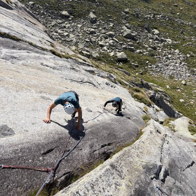 Multi-pitch rock climbing Adamello Granite
