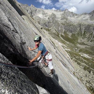 Multi-pitch rock climbing Adamello Granite